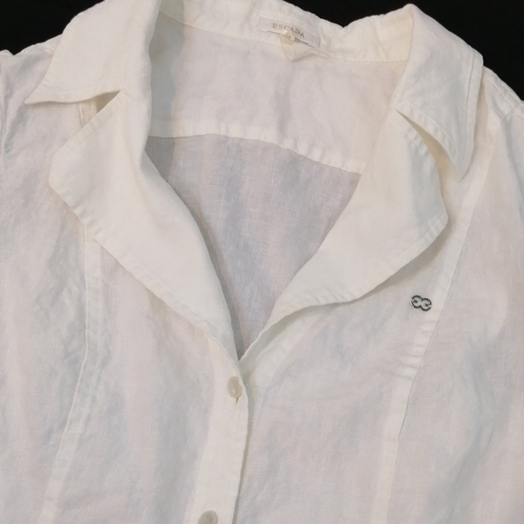 Escada White Linen Blouse Sleeveless Size … - Picture 4 of 13